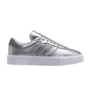 adidas Women's Samba Rose Lux Luster Metallic Sneaker Silver Size 7